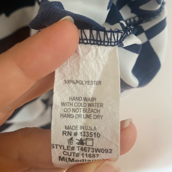 ⛵️Tank Sailboat Toile Noughties Navy White Breton Stripe Back Detail Sz M - Picture 4 of 4